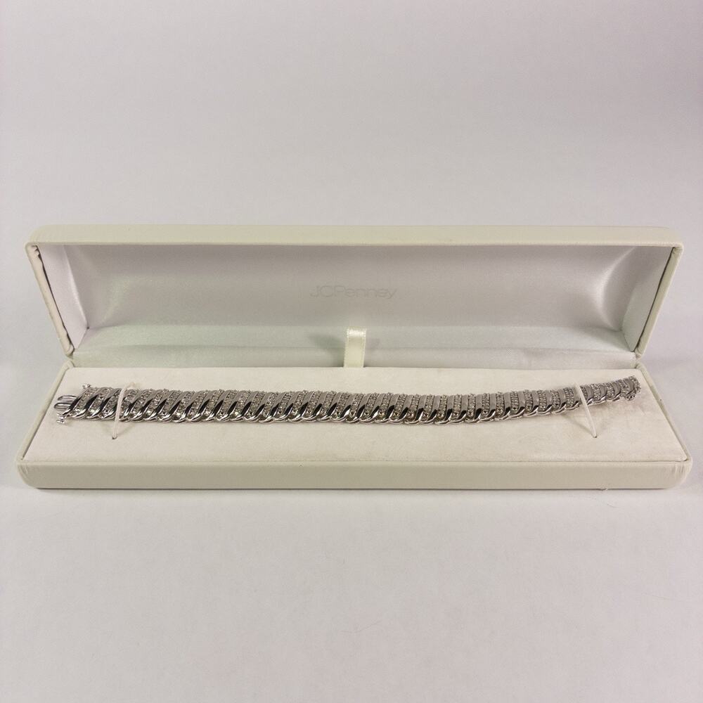 JWBR Renaissance 925 Sterling Silver and Diamond Tennis Bracelet 7.25 " w/Box